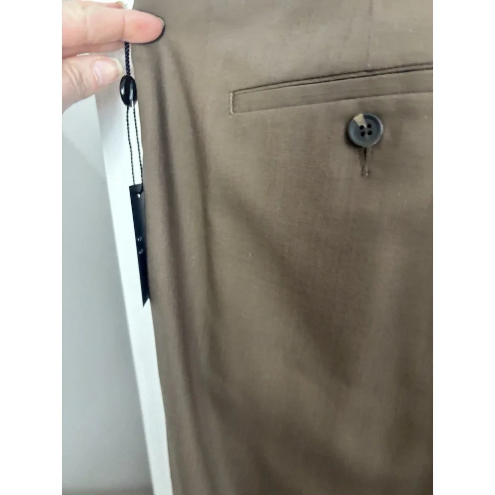 Pronto Uomo Men's Couture Suit Dress Pant 100% Wool‎ 50x36 Brown Unhemmed $169